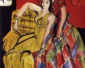 亨利 马蒂斯 : 穿黄色与花呢裙子的两个女孩